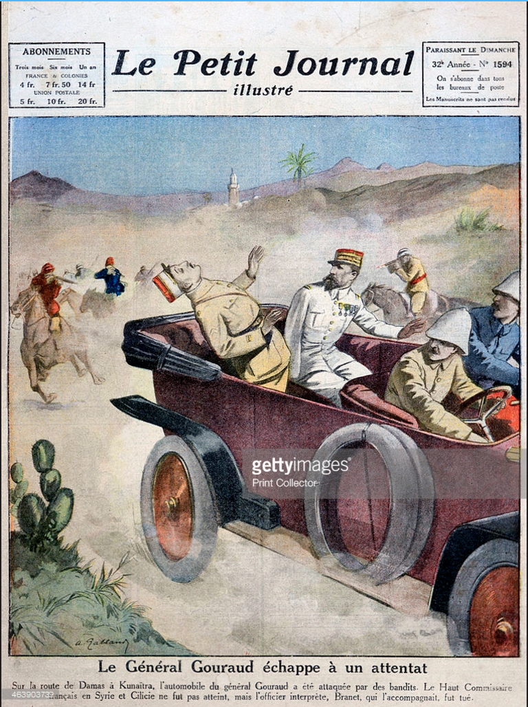 General Gouraud escapes an assassination attempt on route from Damascas to Kunaitra, 1921